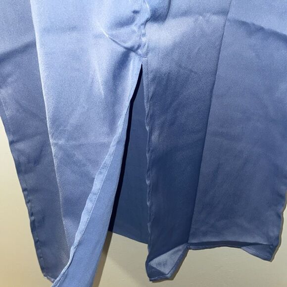 NWT Weworewhat slate blue satin charmeuse slip cowl midi dress spaghetti straps - Picture 10 of 14
